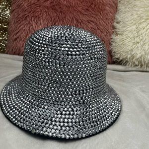 Silver Rhinestone Bucket Hat